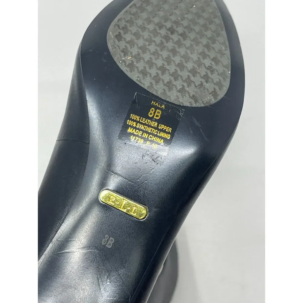 Ralph Lauren Black Leather 3” Pumps Block Heels Women’s Size 8M *Excellent - Picture 6 of 9